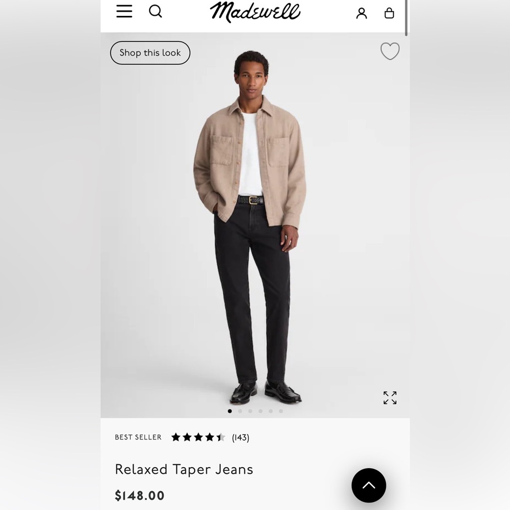 Madewell Black Denim Pants, 33x32